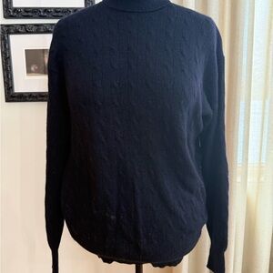Ralph Lauren Navy Cable Knit Turtleneck Sweater